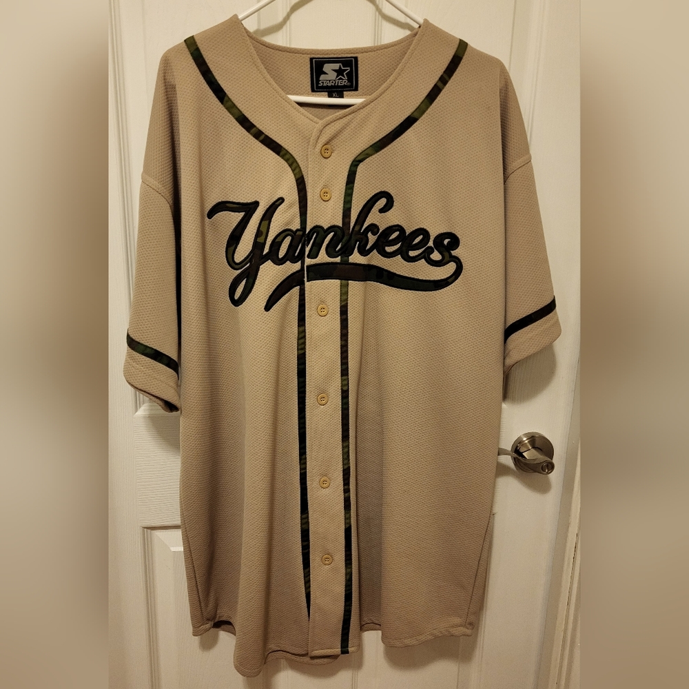 Starter New York Yankee throw back jersey, tan & camo
